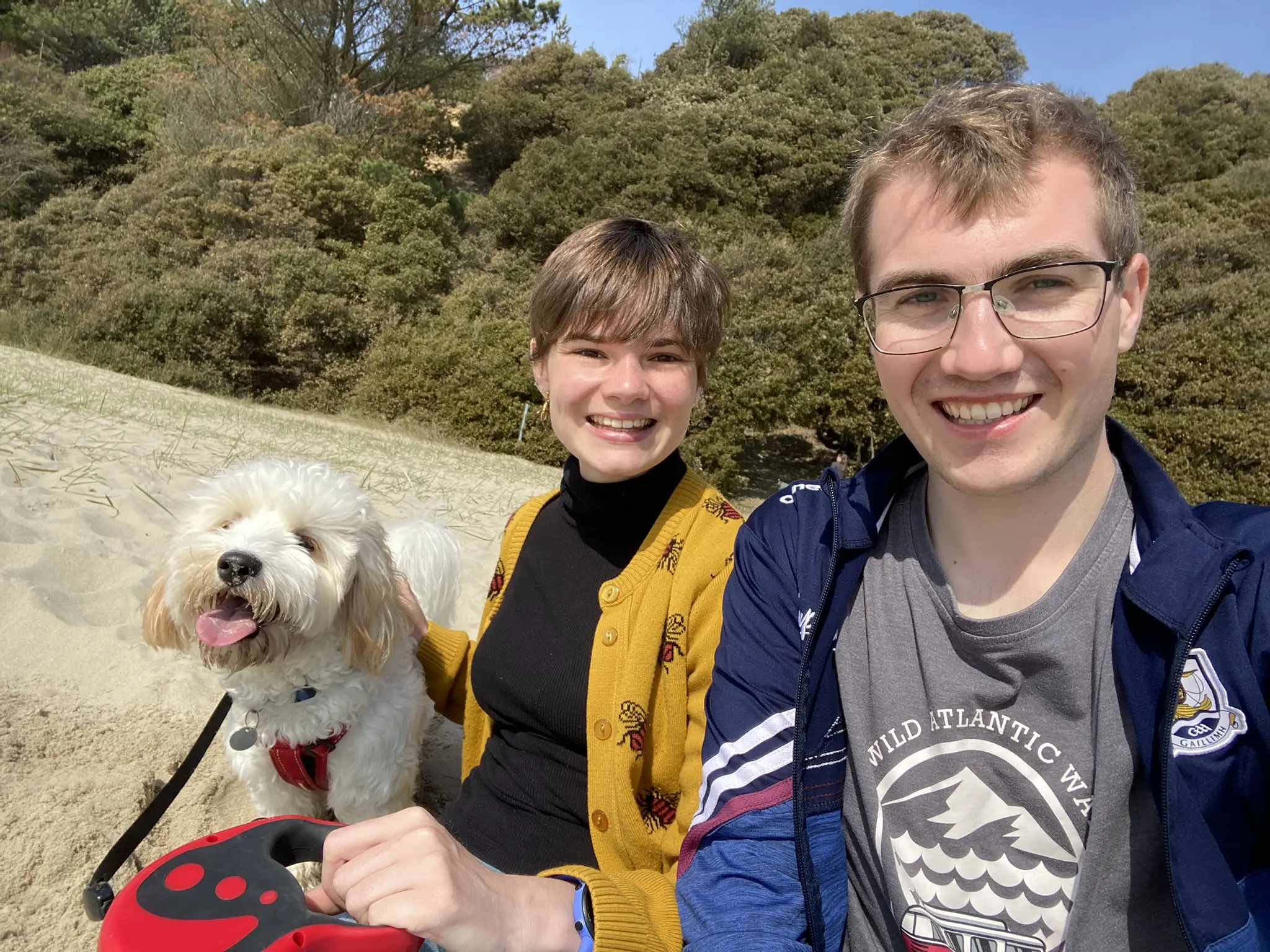 Abi, Teddy and James at the beach.